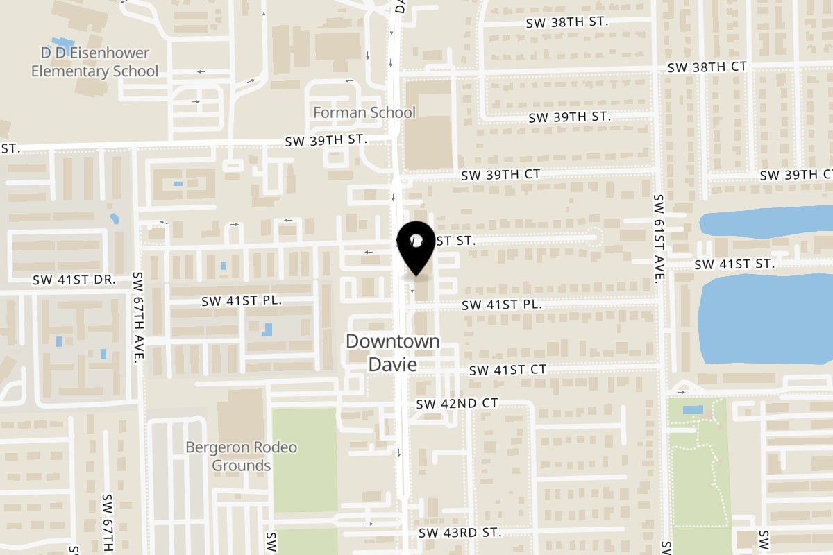 Map showing the location of Davie's Best Pizza Bar on 4120 SW 64th Ave in Davie